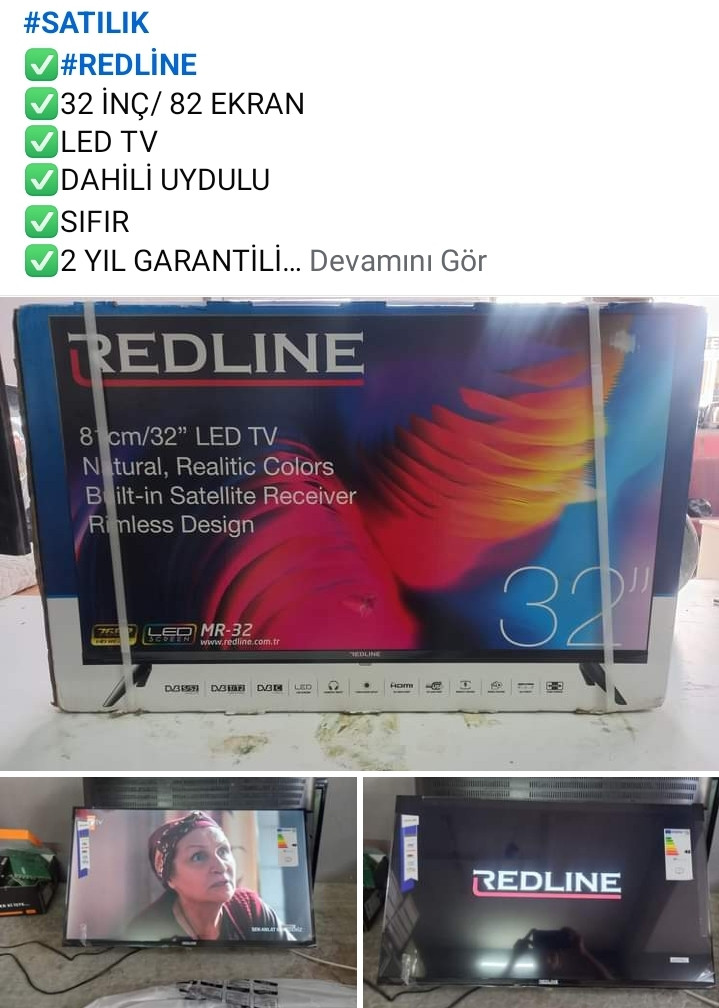 Redline,32 inç led tv,dahili uydu alıcılı,sıfır,