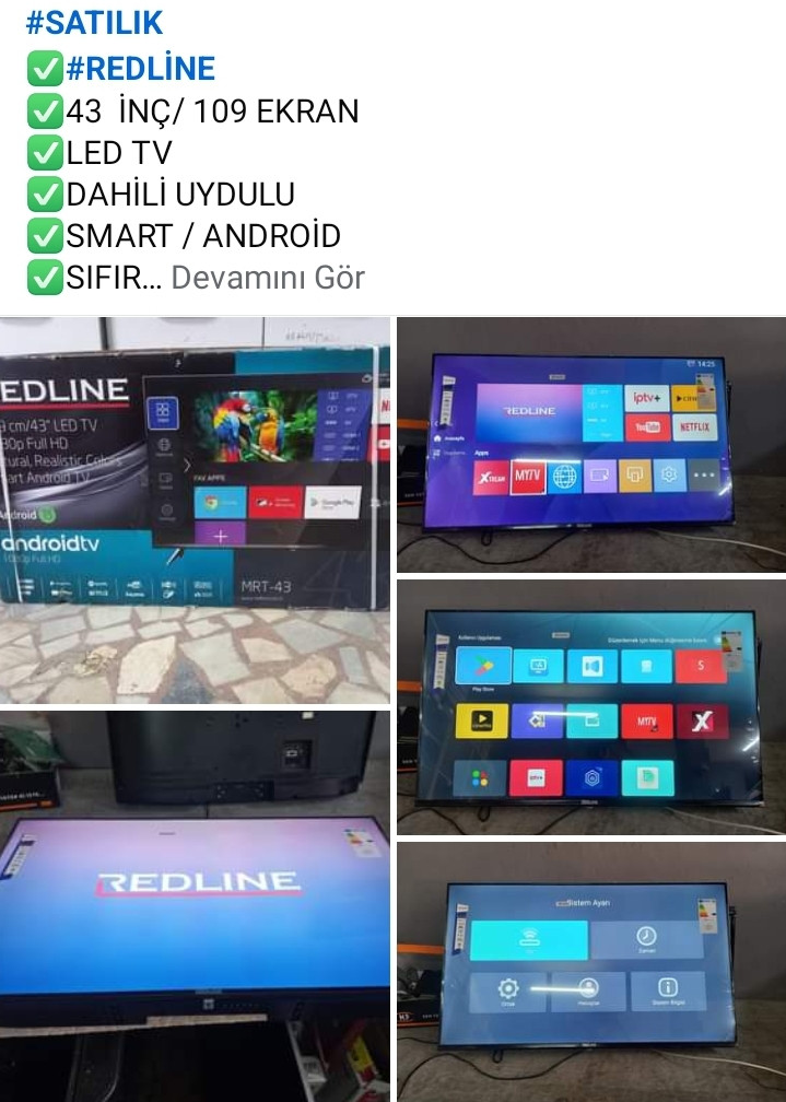 Redline,43 inç,,109 ekran, led tv,android tv,smart tv,dahili uydulu,